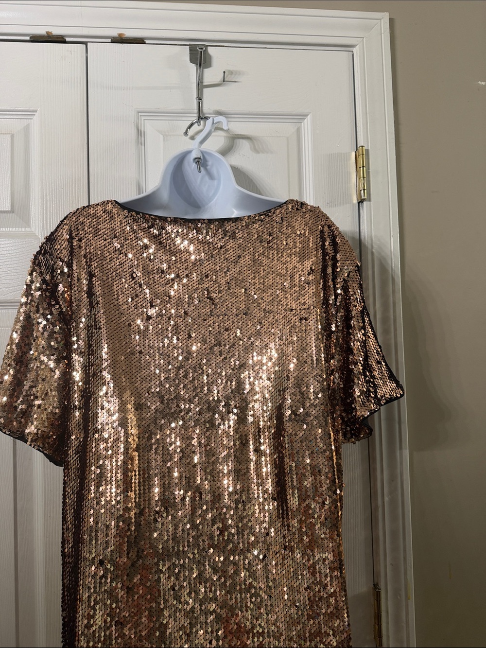Hot & Delicious Rose Gold Sequin Shift Dress Sz S NWOT - Picture 7 of 8